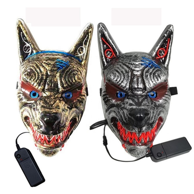Wolf Animal Scary Halloween LED Maska na twarz dla kobiet mężczyzn świecących w ciemności