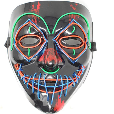 Wielokolorowa maska ​​​​na twarz Halloween LED Straszna świecąca w ciemności