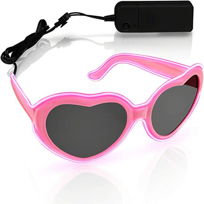Kształt serca Luminous LED Glasses Neon EL Wire Light Świecące różowe dziewczyny Women