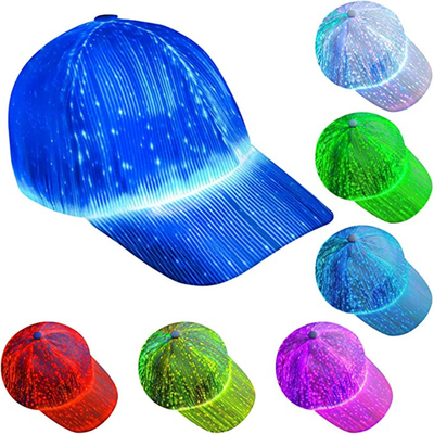 Czapki z daszkiem LED Light Up Czapki światłowodowe dla mężczyzn i kobiet