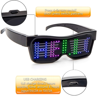 Programowalne okulary led USB z możliwością ładowania Tekst Graffiti Animacja Tryby rytmu muzycznego