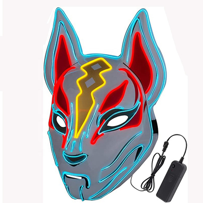 Fox Drift Halloween LED maska ​​na twarz zapala się na imprezę cosplayową