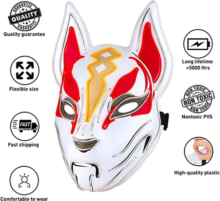 Fox Drift Halloween LED maska ​​na twarz zapala się na imprezę cosplayową