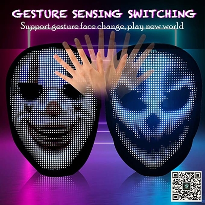 Aplikacja na smartfona Bluetooth Inteligentna maska ​​​​LED na twarz Świecąca twarz Cosplay Light Up