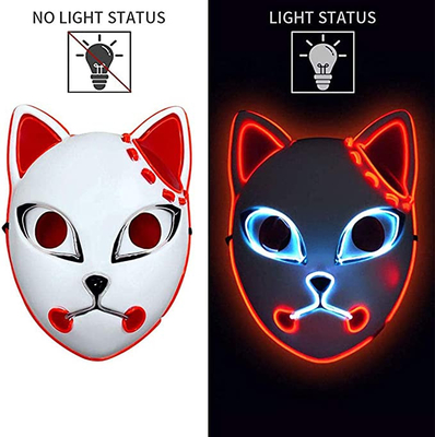 Halloween Demon Slayer Japoński Anime Maska LED na twarz zapala się na Cosplay