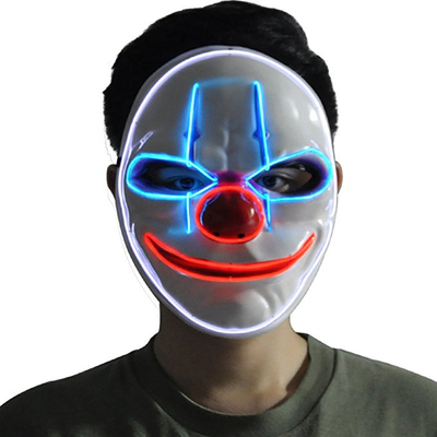 Clown Scary Halloween LED Maska na twarz Regulowane 3 tryby migania