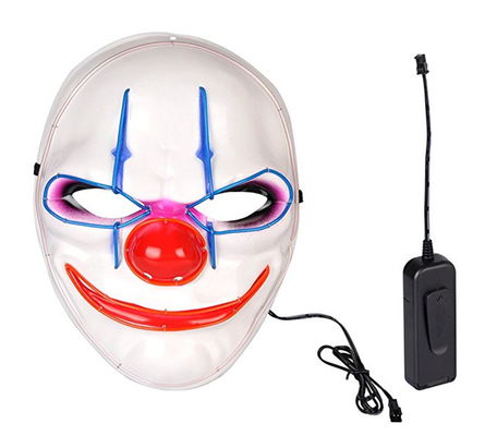 Clown Scary Halloween LED Maska na twarz Regulowane 3 tryby migania