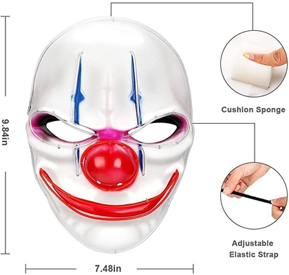 Clown Scary Halloween LED Maska na twarz Regulowane 3 tryby migania
