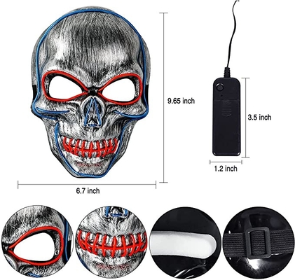 Czaszka Straszna Rozświetlająca Maska Halloweenowa LED Regulowana Dla Dorosłych