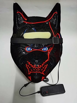 Wolf Animal Scary Halloween LED Maska na twarz dla kobiet mężczyzn świecących w ciemności
