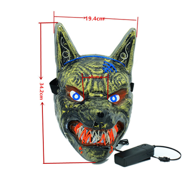 Wolf Animal Scary Halloween LED Maska na twarz dla kobiet mężczyzn świecących w ciemności