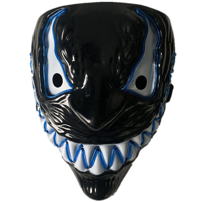 Venom Halloween Scary Light Up Mask z Neon EL Wire 3 tryby oświetlenia