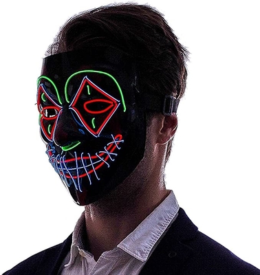 Wielokolorowa maska ​​​​na twarz Halloween LED Straszna świecąca w ciemności