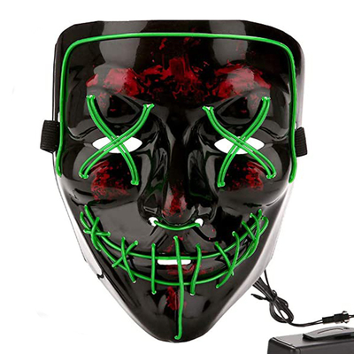 LED Luminous Halloween LED Face Mask Full Face Light Up dla dorosłych