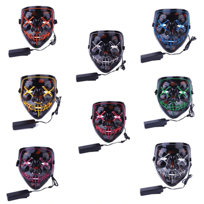 LED Luminous Halloween LED Face Mask Full Face Light Up dla dorosłych