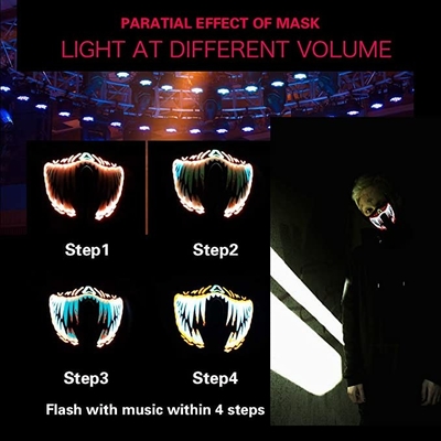 Voice Light Up Led Mask Red Face Upiorny na twarz dla DJ Halloween Party