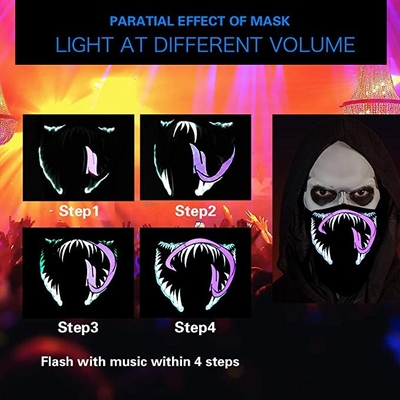 Rave Voice Maska na twarz LED Reaktywny dźwięk Venom Design