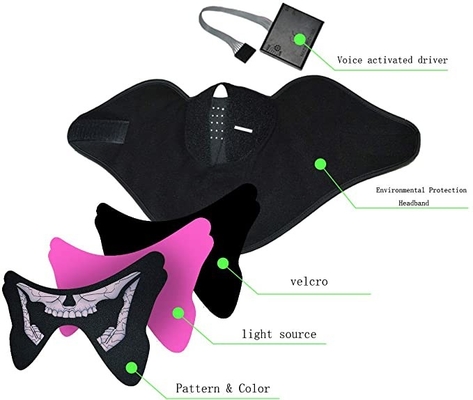 Migający głos Led Light Up Face Mask Odporny na kurz Wygodny w noszeniu