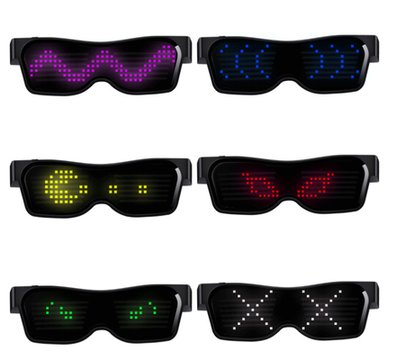Świecące programowalne okulary LED z kontrolą aplikacji Bluetooth na smartfona