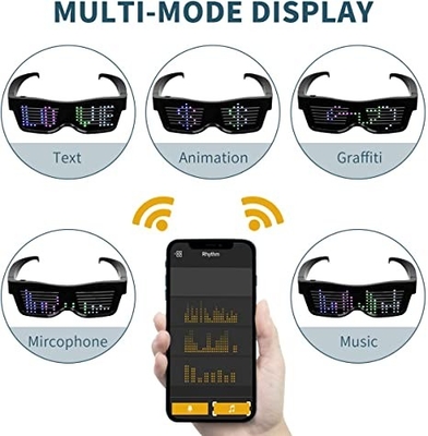 Świecące programowalne okulary LED z kontrolą aplikacji Bluetooth na smartfona