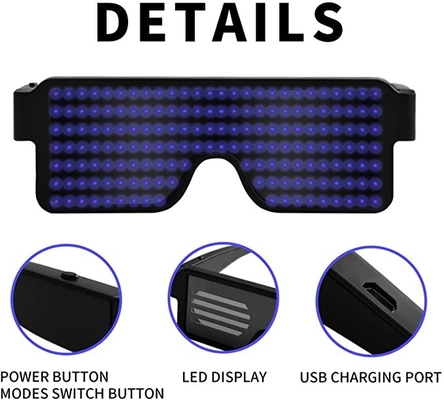 Okulary LED do ładowania USB z 11 wzorami baterii 180 mAh
