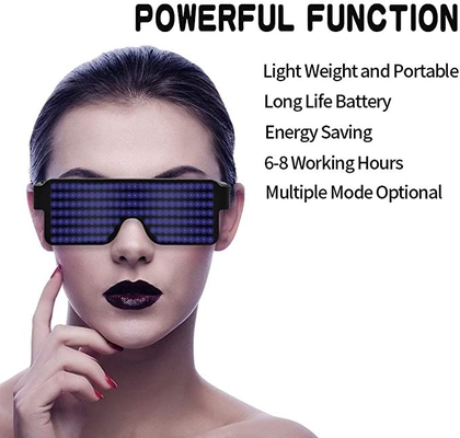 Okulary LED do ładowania USB z 11 wzorami baterii 180 mAh