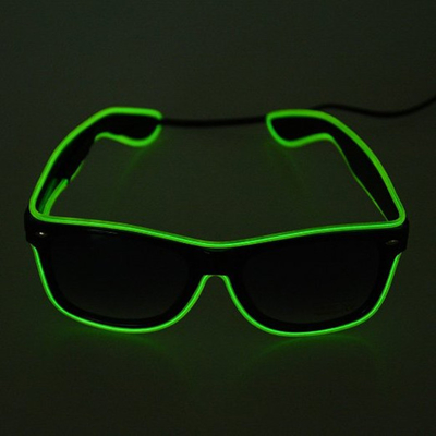 Neon Wire Black Lens Świecące okulary LED z baterią 2AA