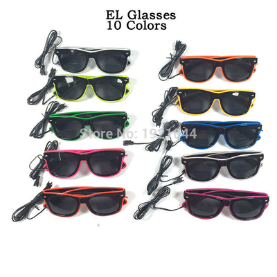 Neon Wire Black Lens Świecące okulary LED z baterią 2AA