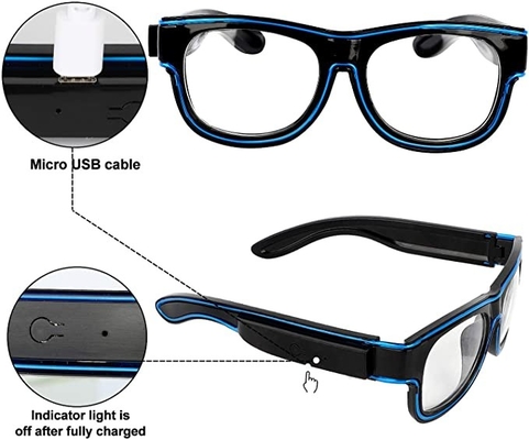 Bezprzewodowe świecące okulary LED Ładowanie USB 10 kolorów różnicowych