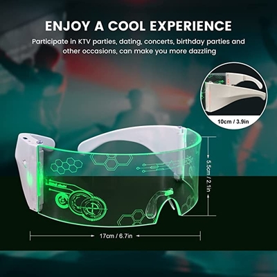 Luminous LED Visor Okulary USB Ładowalna rama Składana na imprezę Rave