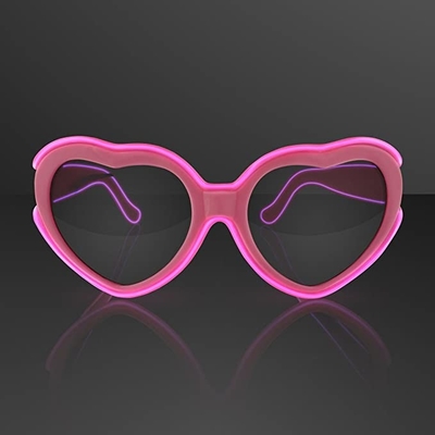 Kształt serca Luminous LED Glasses Neon EL Wire Light Świecące różowe dziewczyny Women