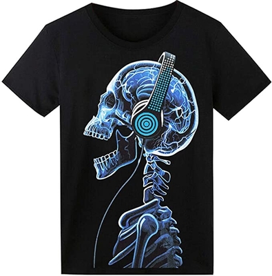 Muzyka Light Up LED T Shirt z sitodrukowym wzorem szkieletu
