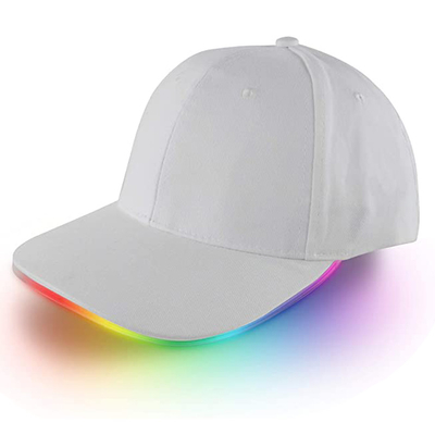 Świecące czapki z daszkiem LED Multi Color Regulowany pasek na rzep