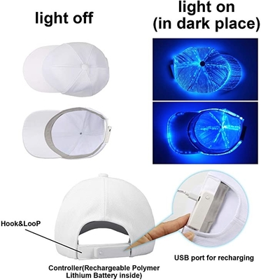 Świecące świecące światła Białe czapki z daszkiem LED w 7 kolorach