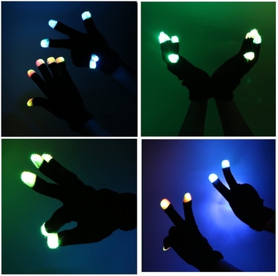 3 kolorowe rękawiczki LED Luminous Fingertip Flashing na imprezę Rave