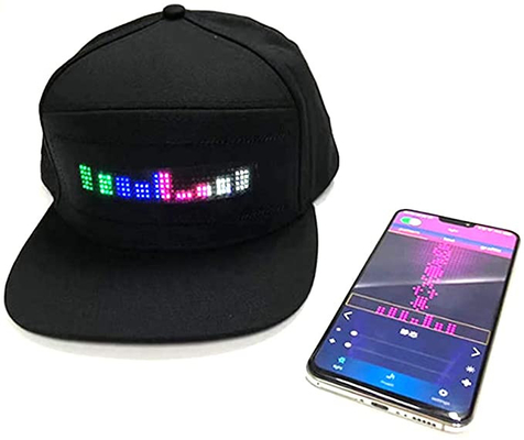 Animowany znak Bluetooth LED Hat Programowalna wiadomość Czarna czapka