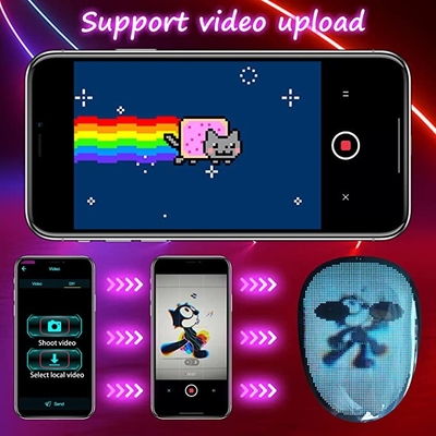 Zmieniająca twarz cyfrowa maska ​​LED Programowalny obraz wideo w formacie GIF
