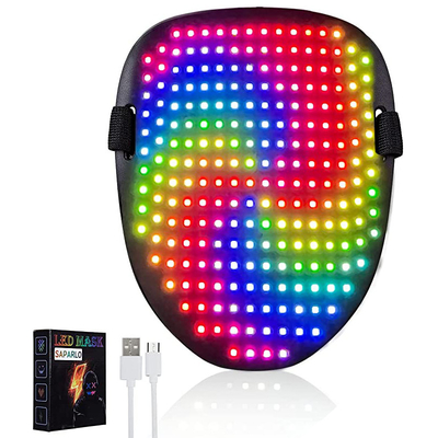 Lśniąca maska ​​​​na twarz Halloween Led zmieniająca się z 50 wzorami na imprezę