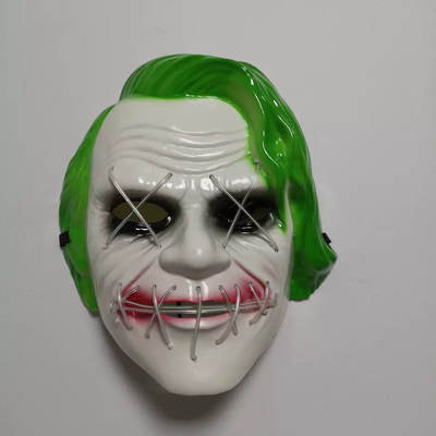 Zielona Joker Halloween Led Light Up Maska na bal przebierańców Cosplay!