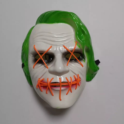 Zielona Joker Halloween Led Light Up Maska na bal przebierańców Cosplay!