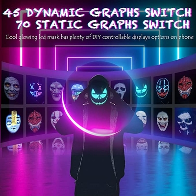 Halloween Party Inteligentna maska ​​​​na twarz LED Kontrolowana przez aplikację Zmiana twarzy Bluetooth
