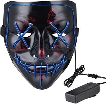 Straszna Halloweenowa maska ​​​​do twarzy LED Purge Light Up PVC Mask dla dorosłych