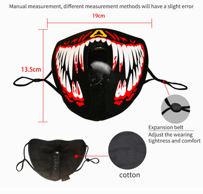 USB Rechargeable Voice LED Maska na twarz 4 tryby migania na imprezę Halloween