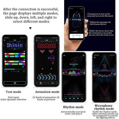 Programowalny wzór tekstowy DIY Bluetooth LED Hat Sterowanie aplikacją Magiczny wyświetlacz LED Hat